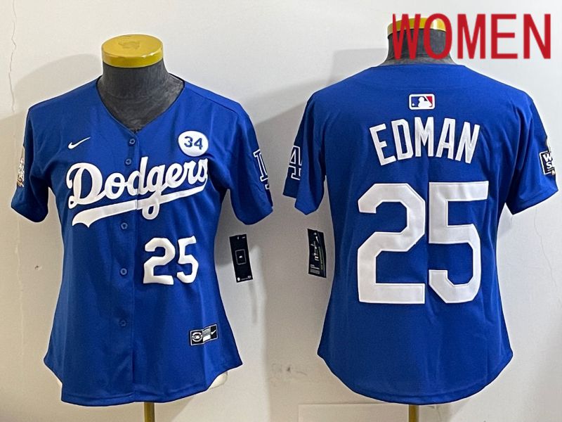 Women Los Angeles Dodgers #25 Edman Blue Game 2024 Nike MLB Jersey style 11212